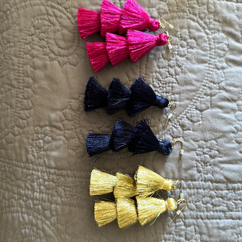 3 pairs of tassel earrings